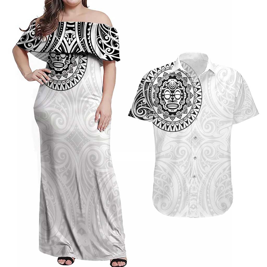 New Zealand Aotearoa Couples Matching Off Shoulder Maxi Dress and Hawaiian Shirt Maori Te Mata O Rongokako