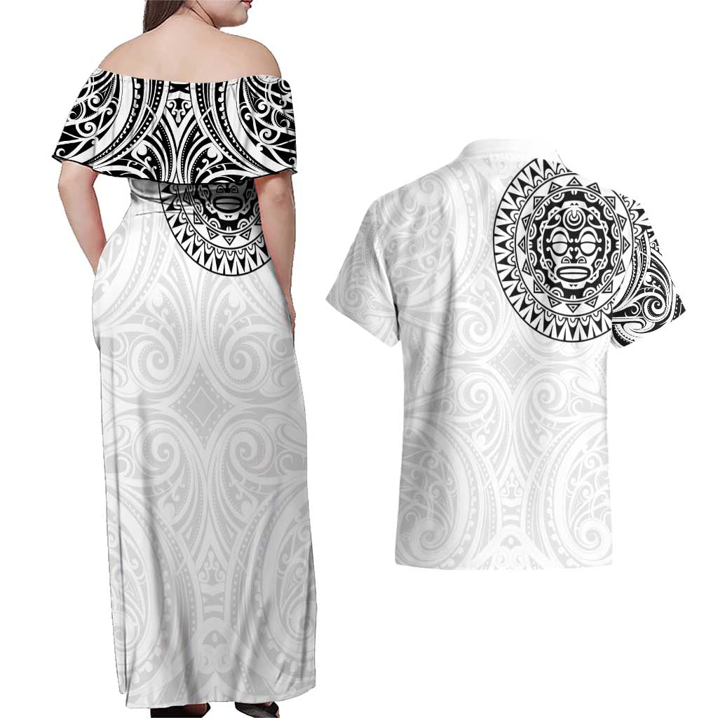 New Zealand Aotearoa Couples Matching Off Shoulder Maxi Dress and Hawaiian Shirt Maori Te Mata O Rongokako