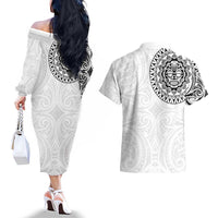 New Zealand Aotearoa Couples Matching Off The Shoulder Long Sleeve Dress and Hawaiian Shirt Maori Te Mata O Rongokako