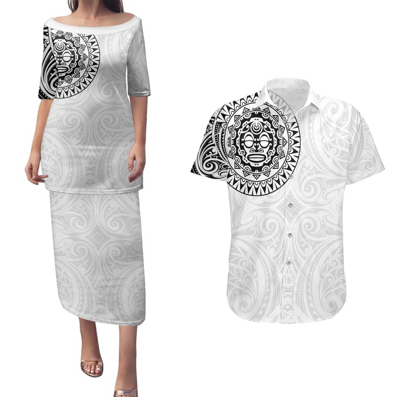 New Zealand Aotearoa Couples Matching Puletasi and Hawaiian Shirt Maori Te Mata O Rongokako