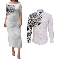 New Zealand Aotearoa Couples Matching Puletasi and Long Sleeve Button Shirt Maori Te Mata O Rongokako