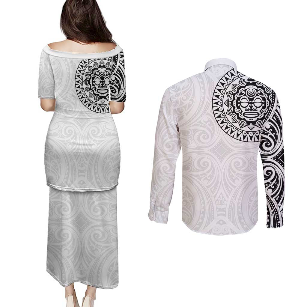 New Zealand Aotearoa Couples Matching Puletasi and Long Sleeve Button Shirt Maori Te Mata O Rongokako