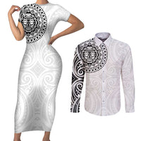 New Zealand Aotearoa Couples Matching Short Sleeve Bodycon Dress and Long Sleeve Button Shirt Maori Te Mata O Rongokako