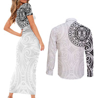 New Zealand Aotearoa Couples Matching Short Sleeve Bodycon Dress and Long Sleeve Button Shirt Maori Te Mata O Rongokako