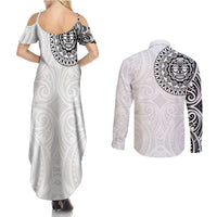 New Zealand Aotearoa Couples Matching Summer Maxi Dress and Long Sleeve Button Shirt Maori Te Mata O Rongokako