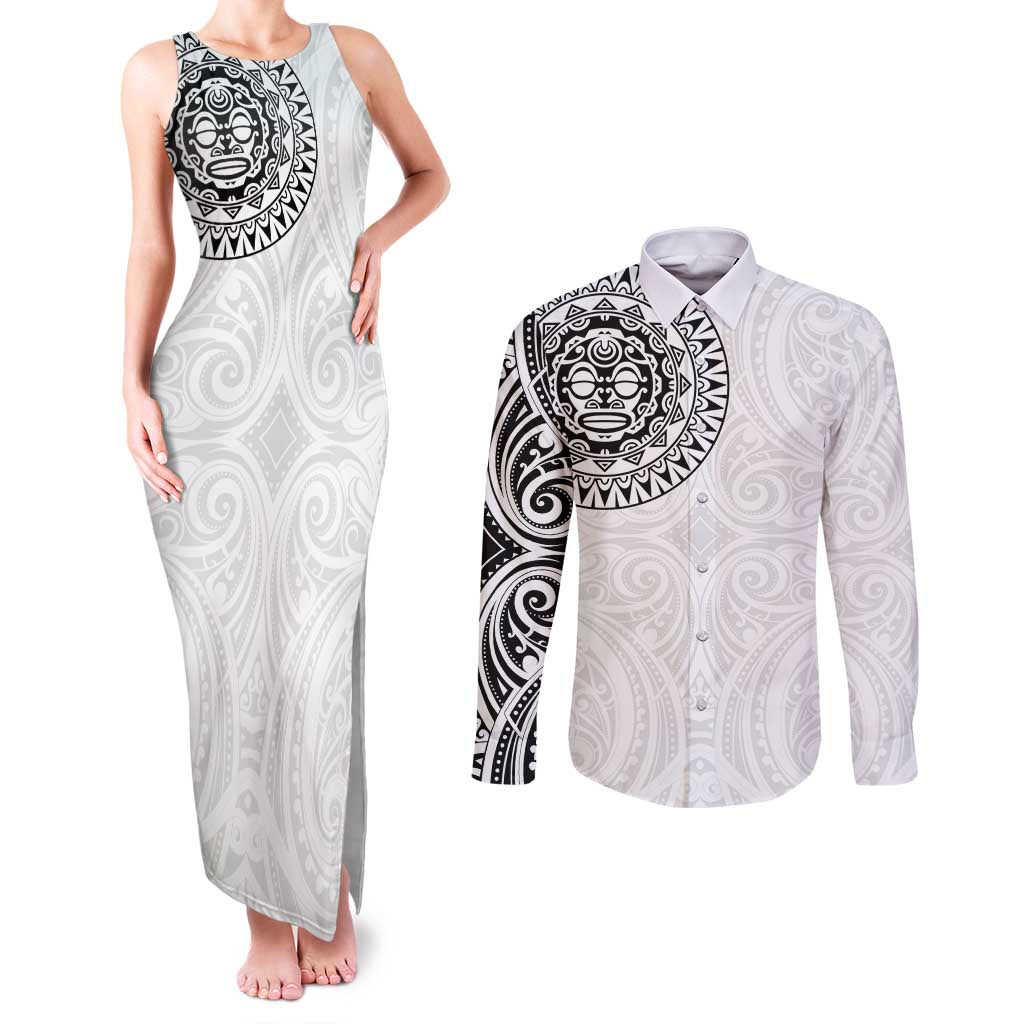New Zealand Aotearoa Couples Matching Tank Maxi Dress and Long Sleeve Button Shirt Maori Te Mata O Rongokako