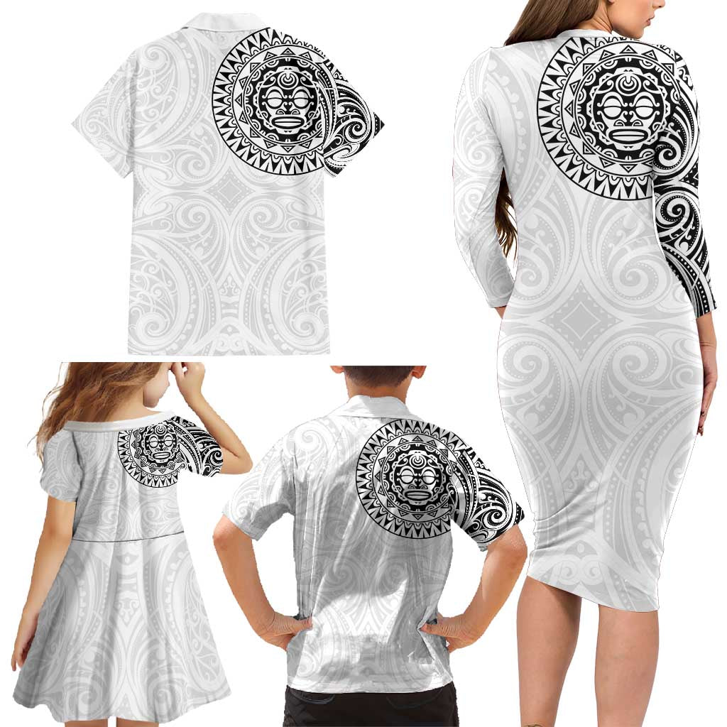 New Zealand Aotearoa Family Matching Long Sleeve Bodycon Dress and Hawaiian Shirt Maori Te Mata O Rongokako