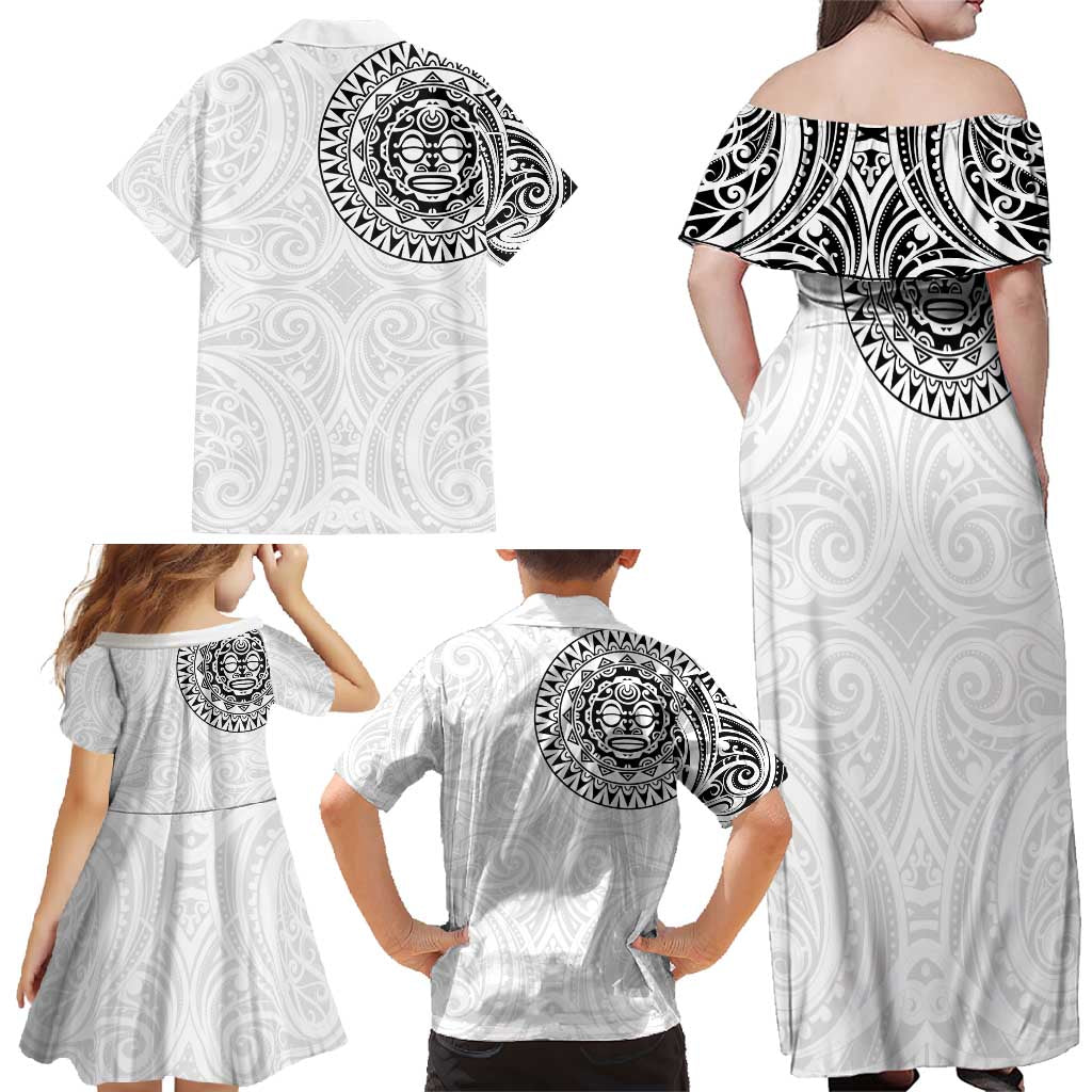 New Zealand Aotearoa Family Matching Off Shoulder Maxi Dress and Hawaiian Shirt Maori Te Mata O Rongokako