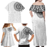 New Zealand Aotearoa Family Matching Off Shoulder Maxi Dress and Hawaiian Shirt Maori Te Mata O Rongokako
