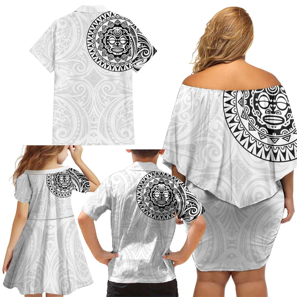 New Zealand Aotearoa Family Matching Off Shoulder Short Dress and Hawaiian Shirt Maori Te Mata O Rongokako
