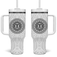 New Zealand Aotearoa Tumbler With Handle Maori Te Mata O Rongokako LT05 One Size: 40 oz White - Polynesian Pride
