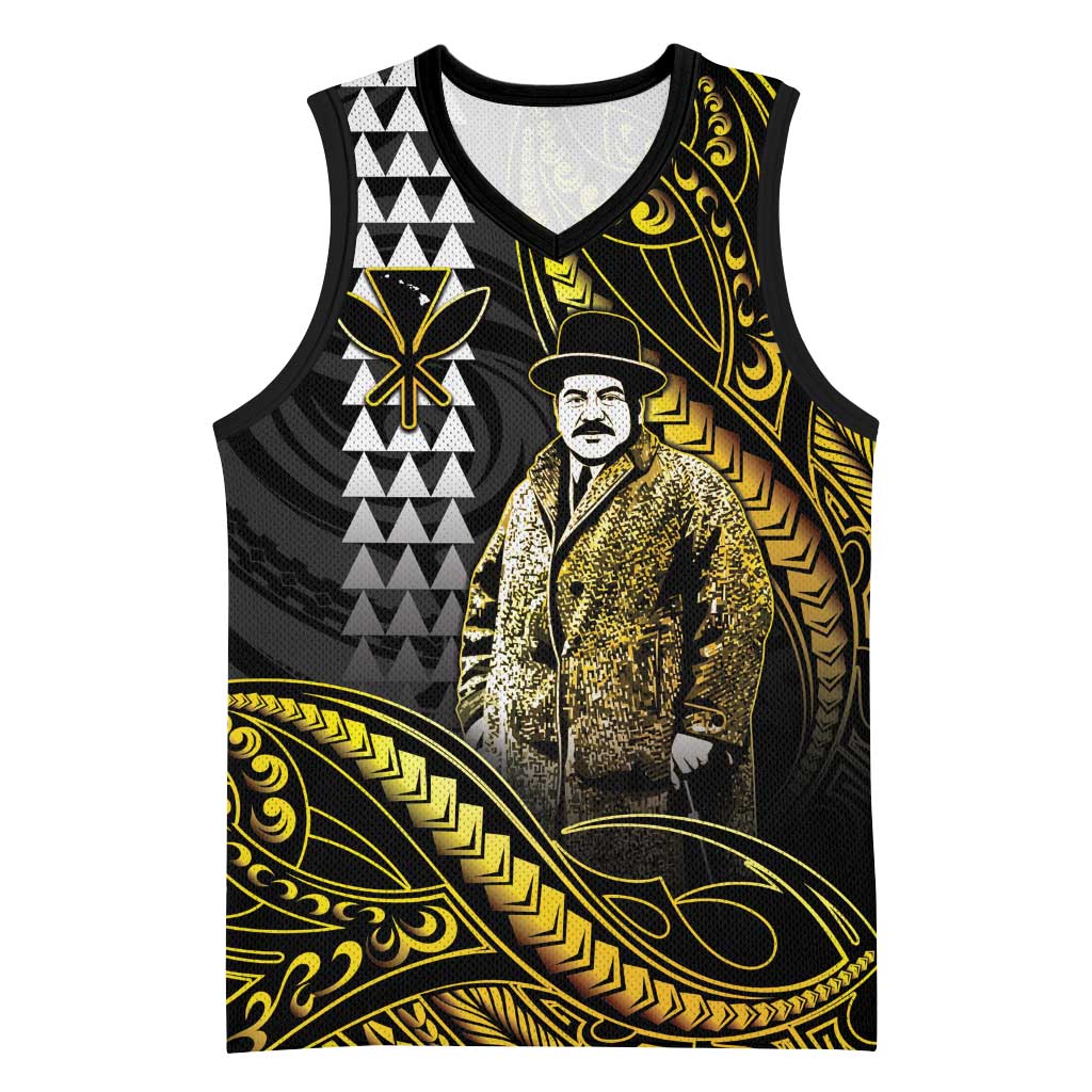 Hawaii Kuhio The Citizen Prince Basketball Jersey Gold Polynesian Tribal Tattoo LT05 Unisex Gold - Polynesian Pride