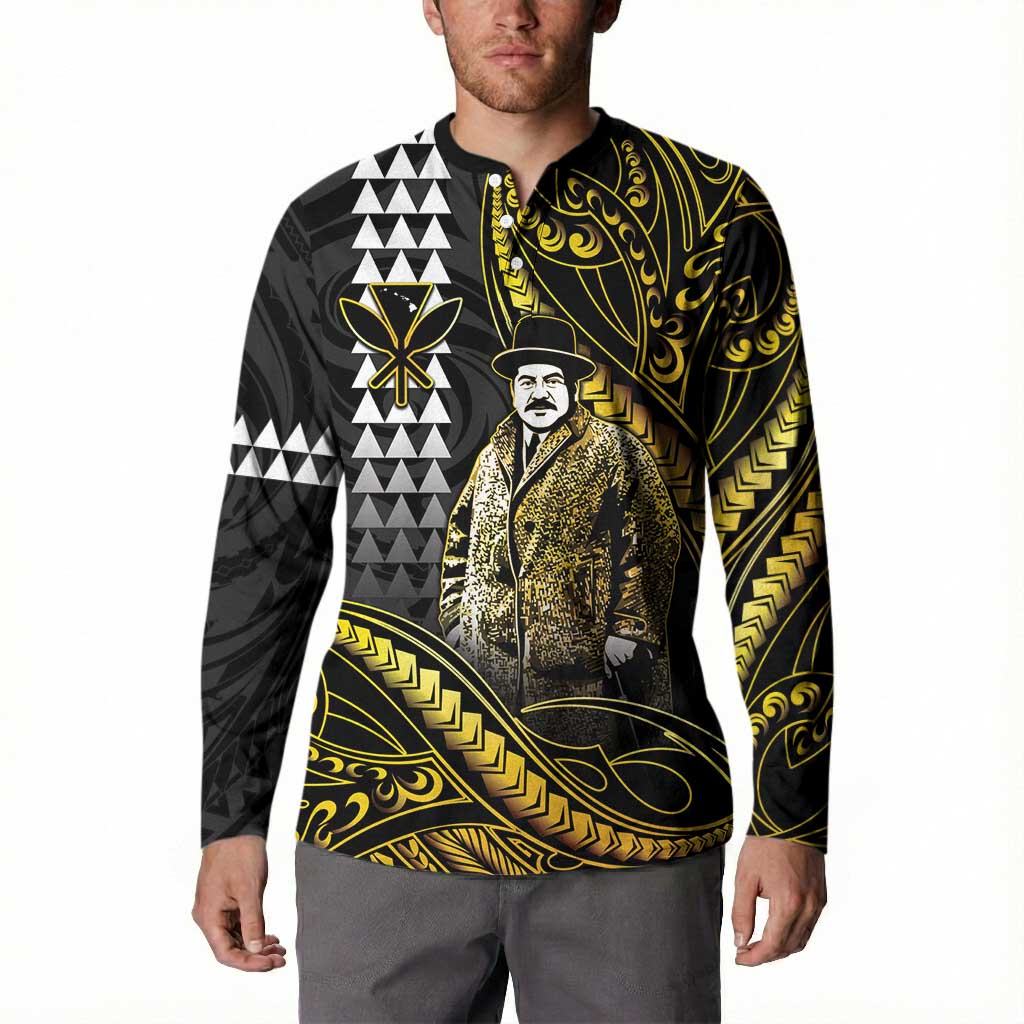Hawaii Kuhio The Citizen Prince Button Sweatshirt Gold Polynesian Tribal Tattoo