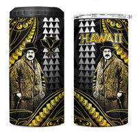 Hawaii Kuhio The Citizen Prince 4 in 1 Can Cooler Tumbler Gold Polynesian Tribal Tattoo LT05 One Size: 16 oz Gold - Polynesian Pride