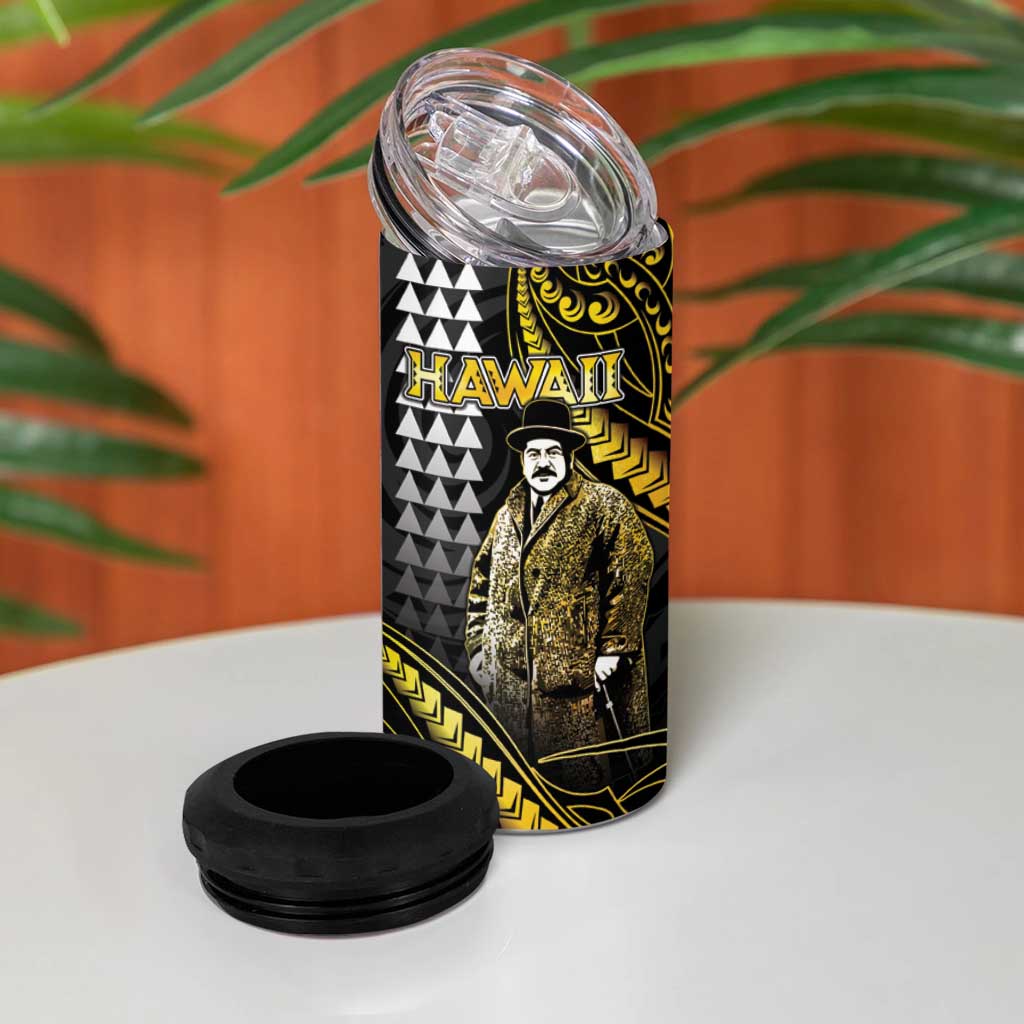 Hawaii Kuhio The Citizen Prince 4 in 1 Can Cooler Tumbler Gold Polynesian Tribal Tattoo LT05 - Polynesian Pride