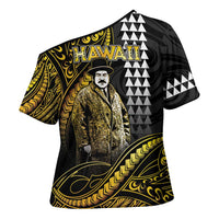 Hawaii Kuhio The Citizen Prince Cross Shoulder Shirt Gold Polynesian Tribal Tattoo LT05 - Polynesian Pride