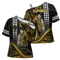 Hawaii Kuhio The Citizen Prince Cross Shoulder Shirt Gold Polynesian Tribal Tattoo LT05 - Polynesian Pride