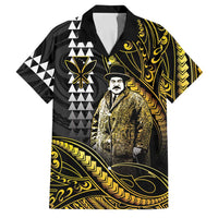 Hawaii Kuhio The Citizen Prince Family Matching Long Sleeve Bodycon Dress and Hawaiian Shirt Gold Polynesian Tribal Tattoo LT05 Dad's Shirt - Short Sleeve Gold - Polynesian Pride