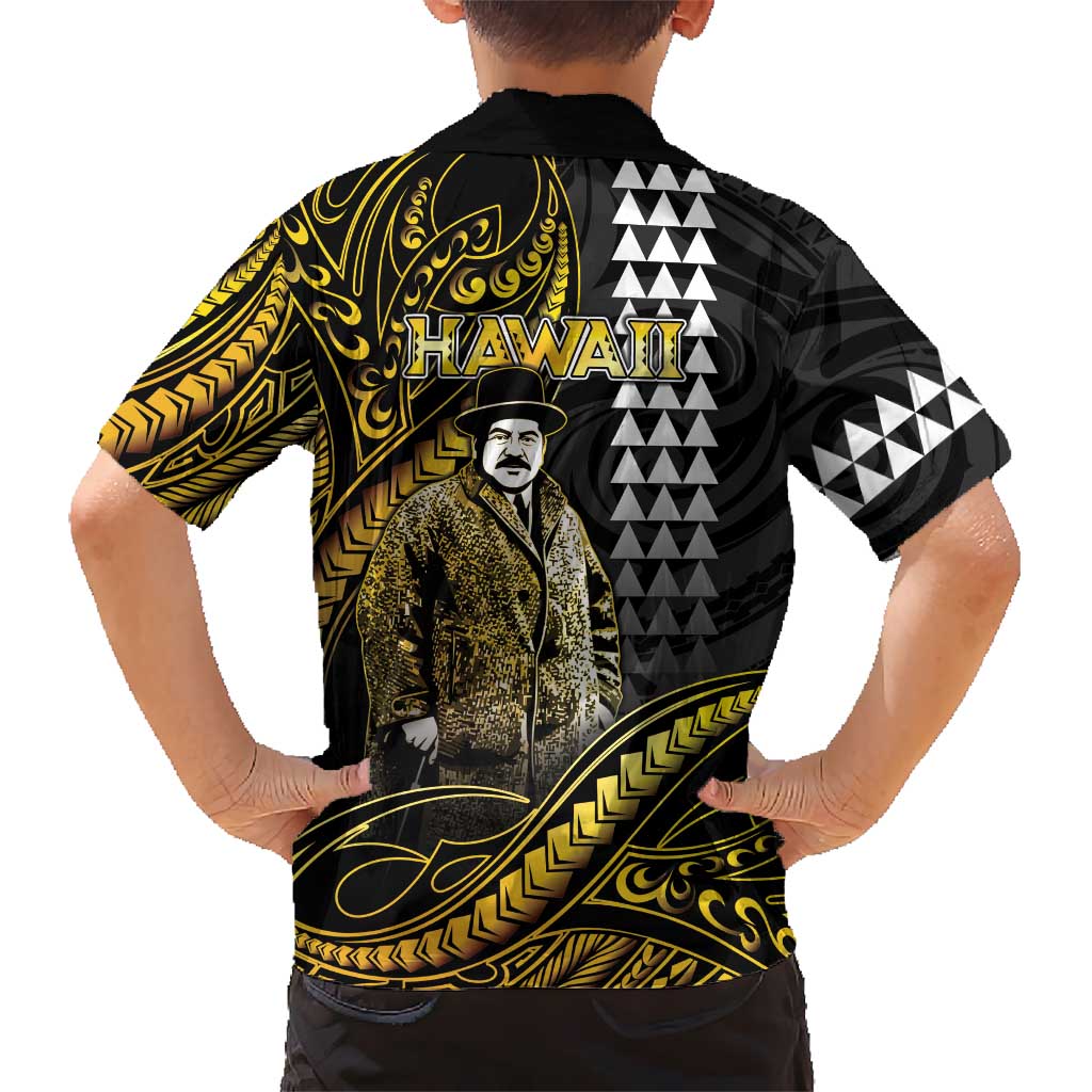 Hawaii Kuhio The Citizen Prince Family Matching Summer Maxi Dress and Hawaiian Shirt Gold Polynesian Tribal Tattoo LT05 - Polynesian Pride