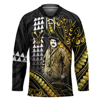 Hawaii Kuhio The Citizen Prince Hockey Jersey Gold Polynesian Tribal Tattoo LT05 Unisex Gold - Polynesian Pride