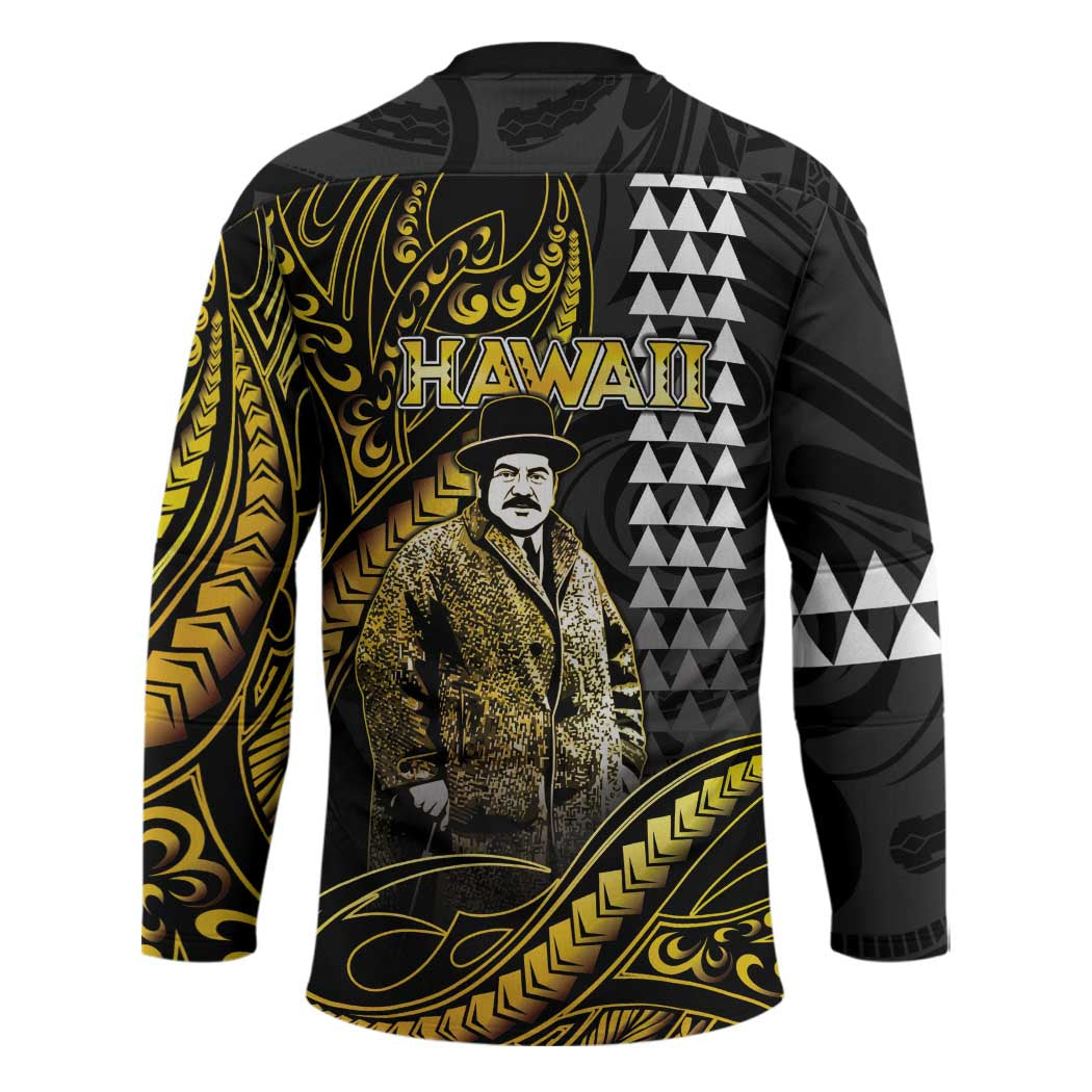Hawaii Kuhio The Citizen Prince Hockey Jersey Gold Polynesian Tribal Tattoo LT05 - Polynesian Pride
