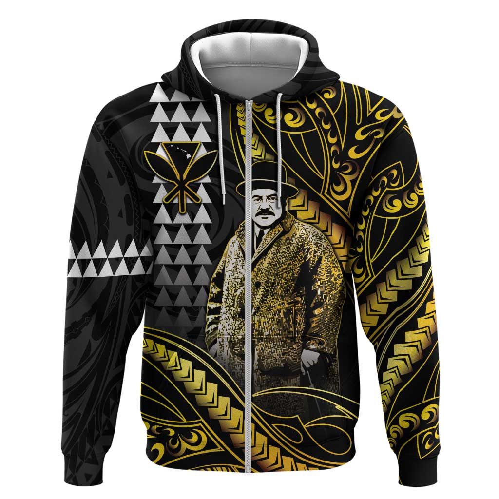 Hawaii Kuhio The Citizen Prince Hoodie Gold Polynesian Tribal Tattoo LT05 Zip Hoodie Gold - Polynesian Pride