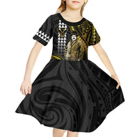 Hawaii Kuhio The Citizen Prince Kid Short Sleeve Dress Gold Polynesian Tribal Tattoo LT05 - Polynesian Pride