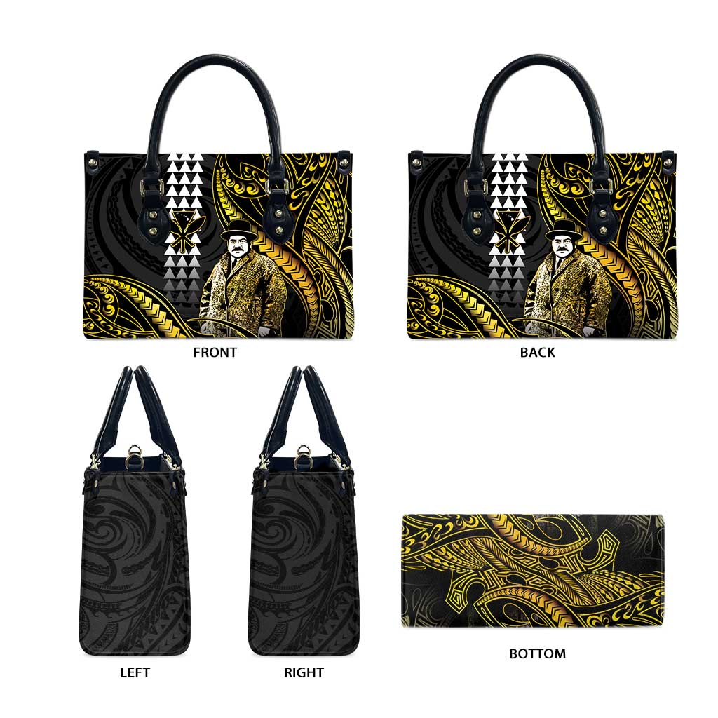Hawaii Kuhio The Citizen Prince Leather Bag Gold Polynesian Tribal Tattoo LT05 - Polynesian Pride