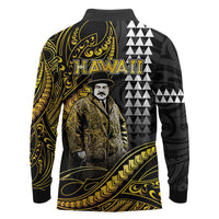 Hawaii Kuhio The Citizen Prince Long Sleeve Polo Shirt Gold Polynesian Tribal Tattoo LT05 - Polynesian Pride