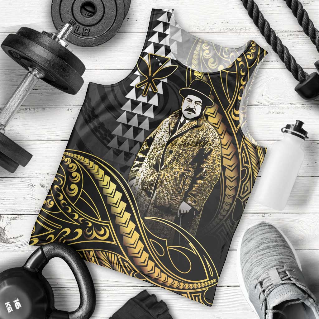 Hawaii Kuhio The Citizen Prince Men Tank Top Gold Polynesian Tribal Tattoo