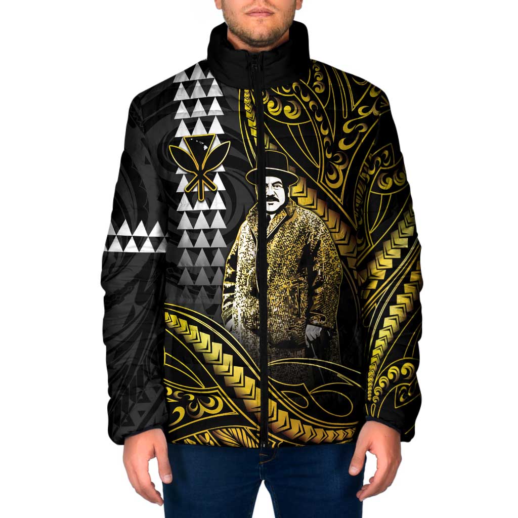 Hawaii Kuhio The Citizen Prince Padded Jacket Gold Polynesian Tribal Tattoo LT05 Men Gold - Polynesian Pride
