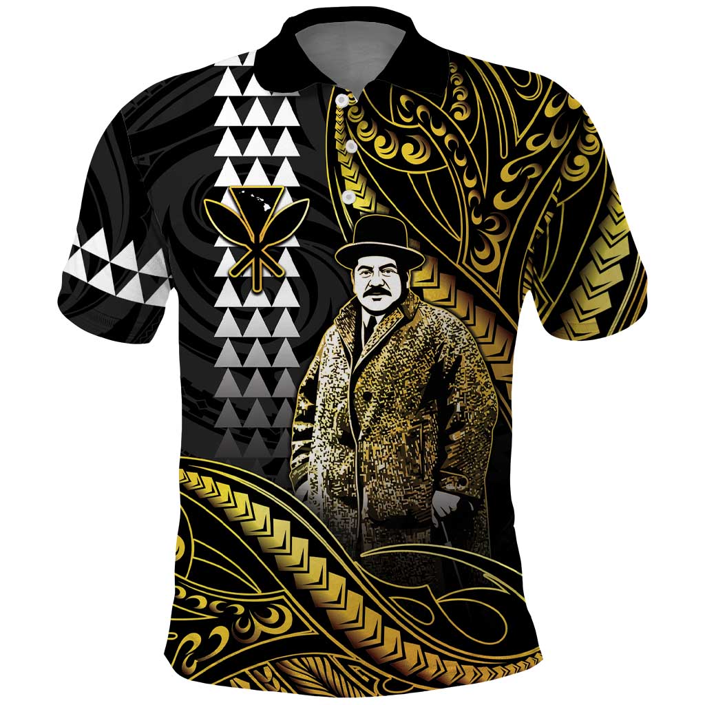 Hawaii Kuhio The Citizen Prince Polo Shirt Gold Polynesian Tribal Tattoo