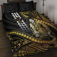 Hawaii Kuhio The Citizen Prince Quilt Bed Set Gold Polynesian Tribal Tattoo