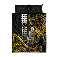 Hawaii Kuhio The Citizen Prince Quilt Bed Set Gold Polynesian Tribal Tattoo