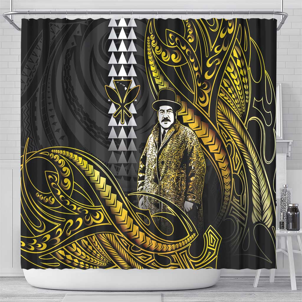 Hawaii Kuhio The Citizen Prince Shower Curtain Gold Polynesian Tribal Tattoo