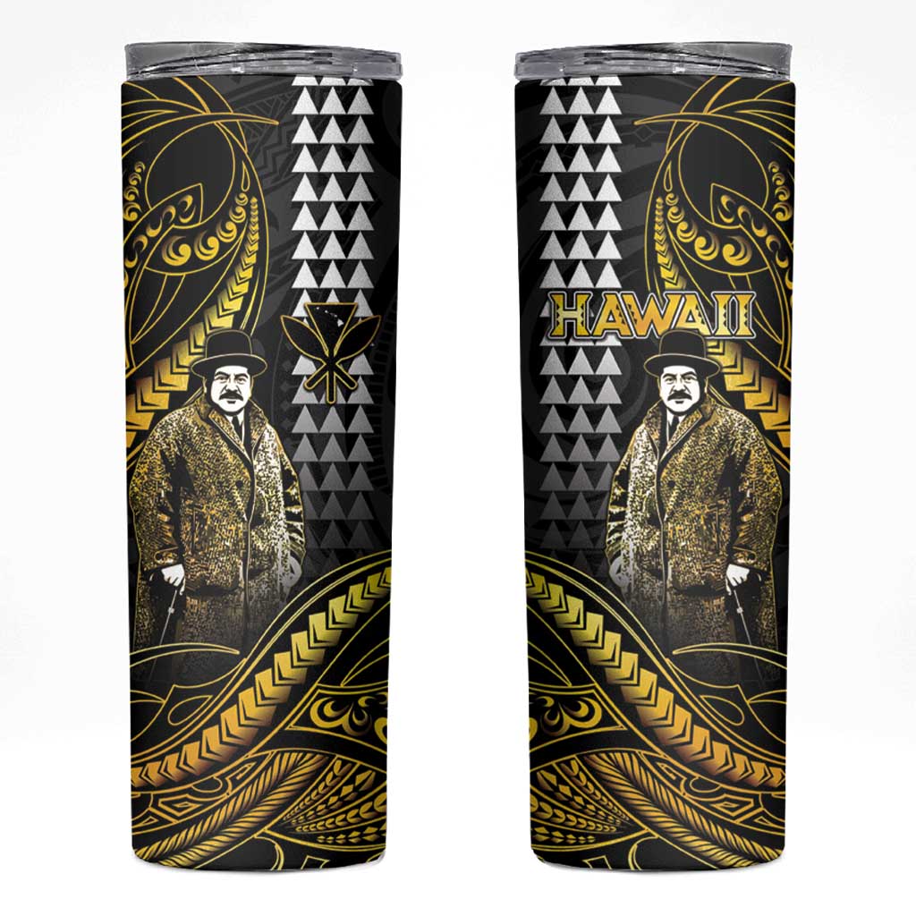 Hawaii Kuhio The Citizen Prince Skinny Tumbler Gold Polynesian Tribal Tattoo