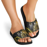 Hawaii Kuhio The Citizen Prince Slide Sandals Gold Polynesian Tribal Tattoo