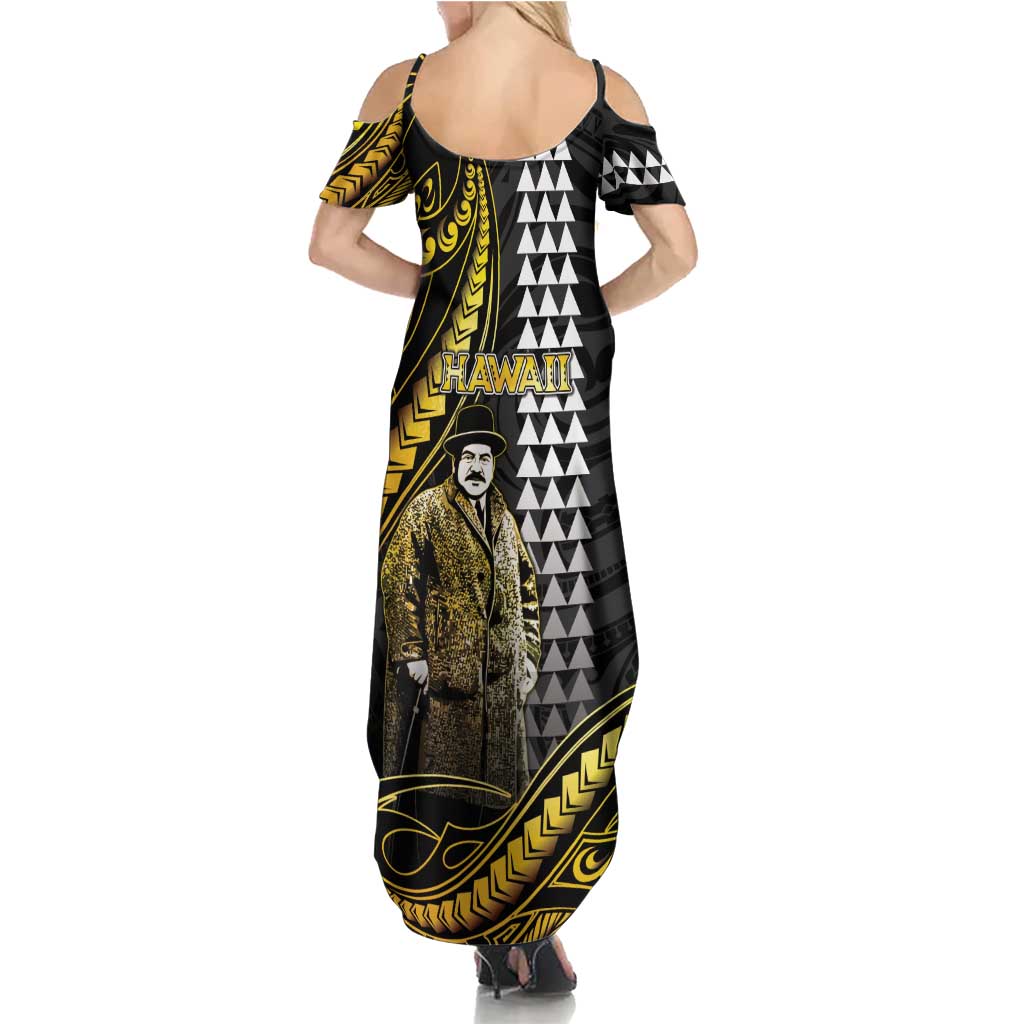 Hawaii Kuhio The Citizen Prince Summer Maxi Dress Gold Polynesian Tribal Tattoo LT05 - Polynesian Pride