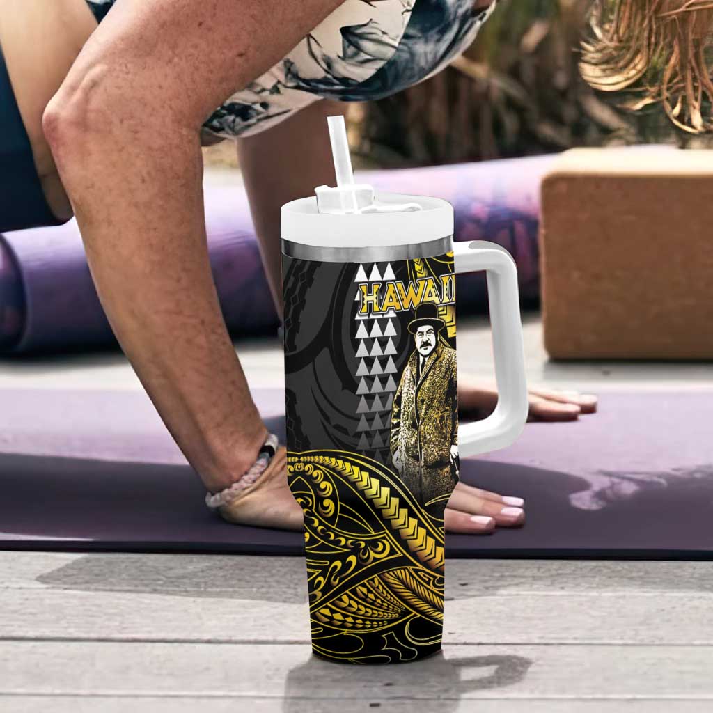 Hawaii Kuhio The Citizen Prince Tumbler With Handle Gold Polynesian Tribal Tattoo