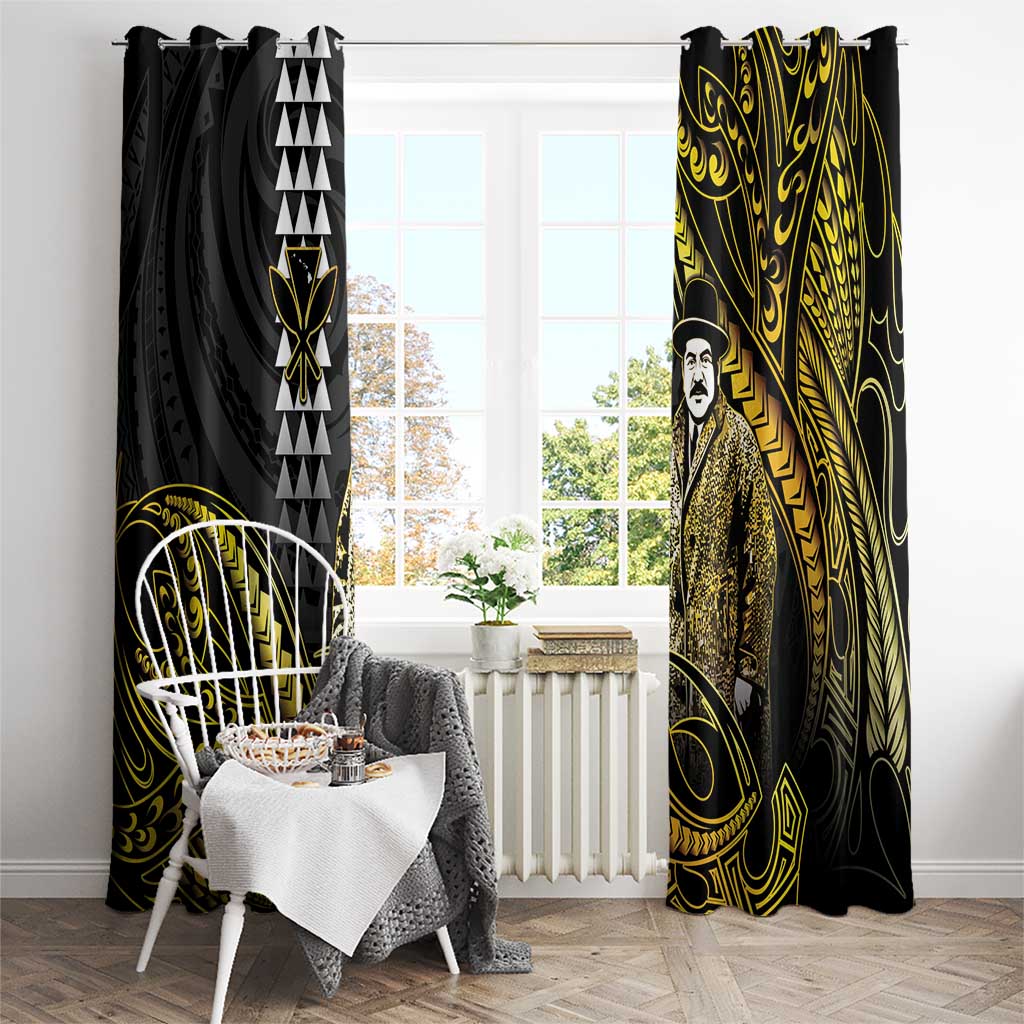 Hawaii Kuhio The Citizen Prince Window Curtain Gold Polynesian Tribal Tattoo