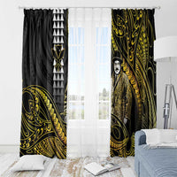 Hawaii Kuhio The Citizen Prince Window Curtain Gold Polynesian Tribal Tattoo