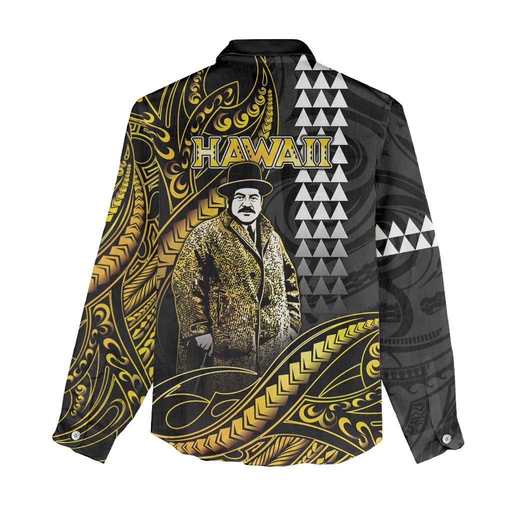 Hawaii Kuhio The Citizen Prince Women Casual Shirt Gold Polynesian Tribal Tattoo LT05 - Polynesian Pride