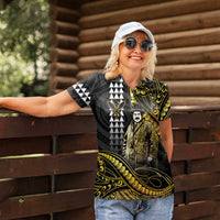 Hawaii Kuhio The Citizen Prince Women Polo Shirt Gold Polynesian Tribal Tattoo LT05 - Polynesian Pride