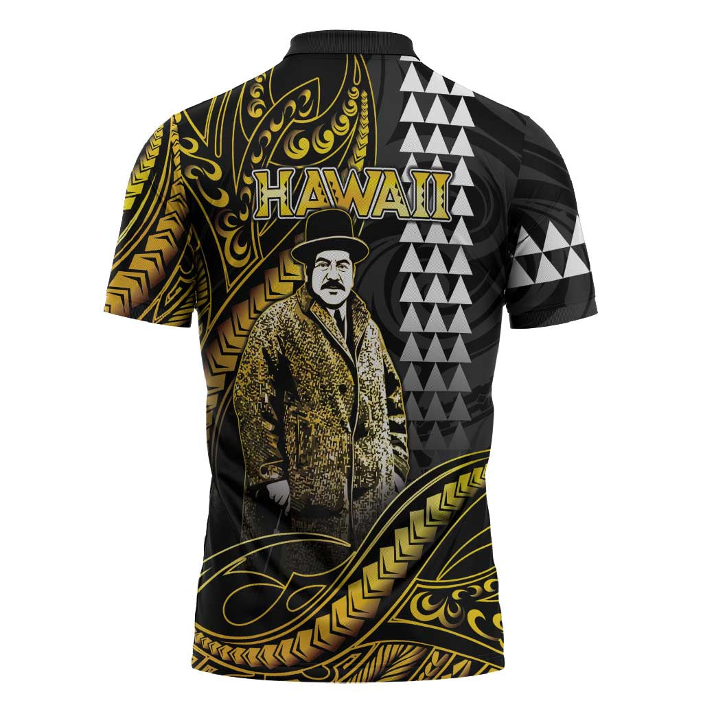 Hawaii Kuhio The Citizen Prince Zipper Polo Shirt Gold Polynesian Tribal Tattoo LT05 - Polynesian Pride