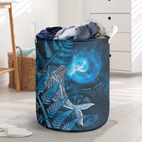 New Zealand Matariki Laundry Basket Maori Koru With Humpback Whale Blue LT05 Blue - Polynesian Pride