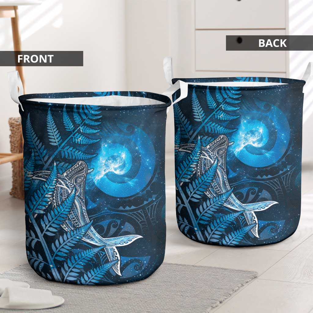 New Zealand Matariki Laundry Basket Maori Koru With Humpback Whale Blue LT05 - Polynesian Pride