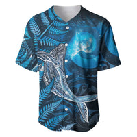 New Zealand Matariki Baseball Jersey Maori Koru With Humpback Whale Blue LT05 Blue - Polynesian Pride