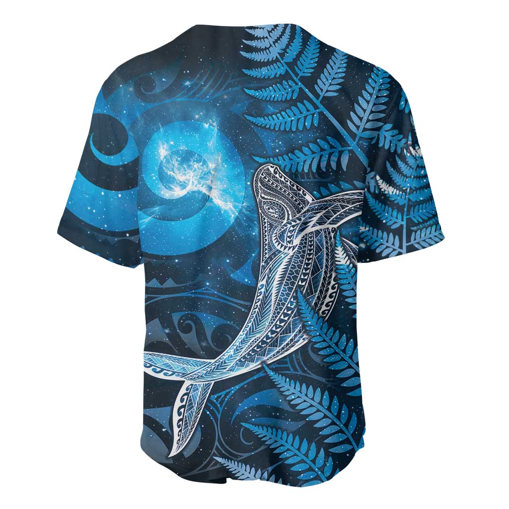 New Zealand Matariki Baseball Jersey Maori Koru With Humpback Whale Blue LT05 - Polynesian Pride