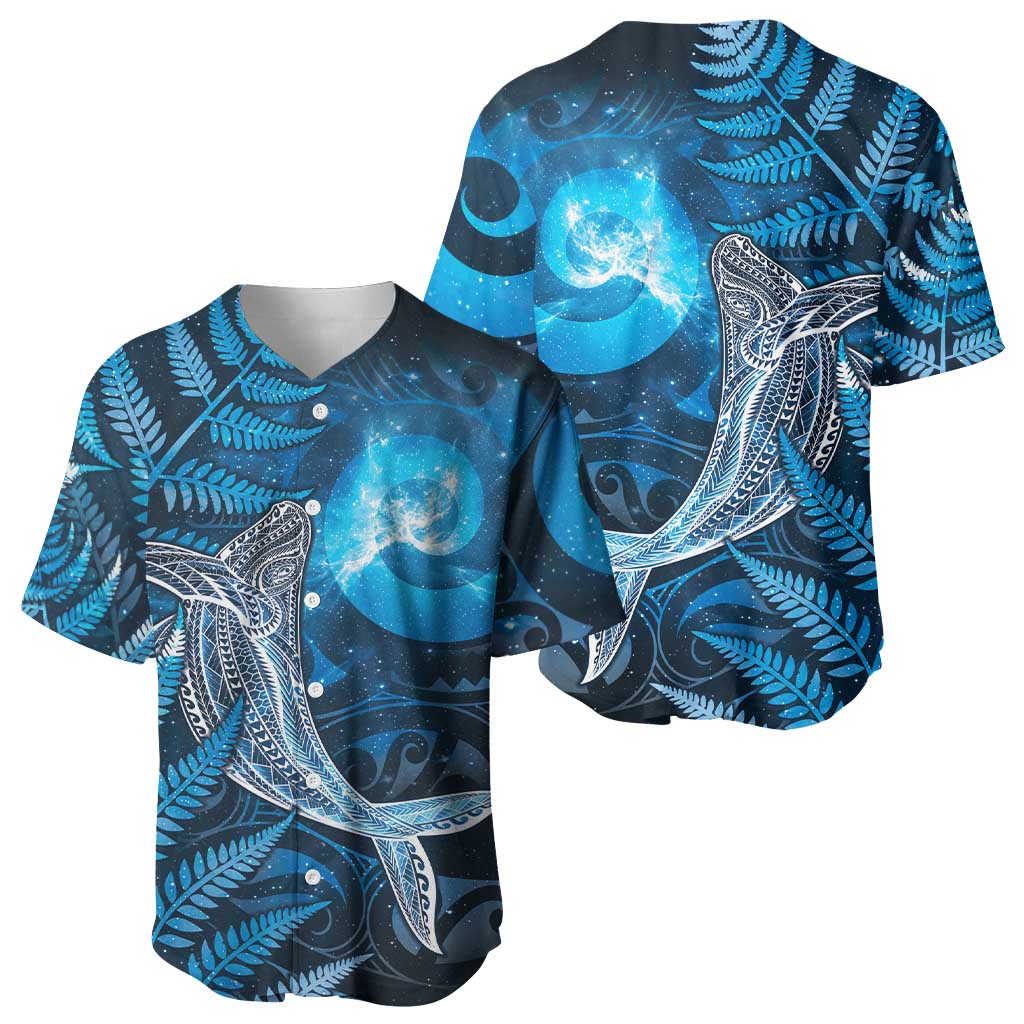 New Zealand Matariki Baseball Jersey Maori Koru With Humpback Whale Blue LT05 - Polynesian Pride