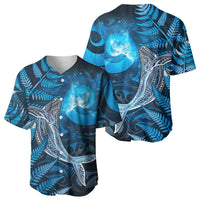 New Zealand Matariki Baseball Jersey Maori Koru With Humpback Whale Blue LT05 - Polynesian Pride